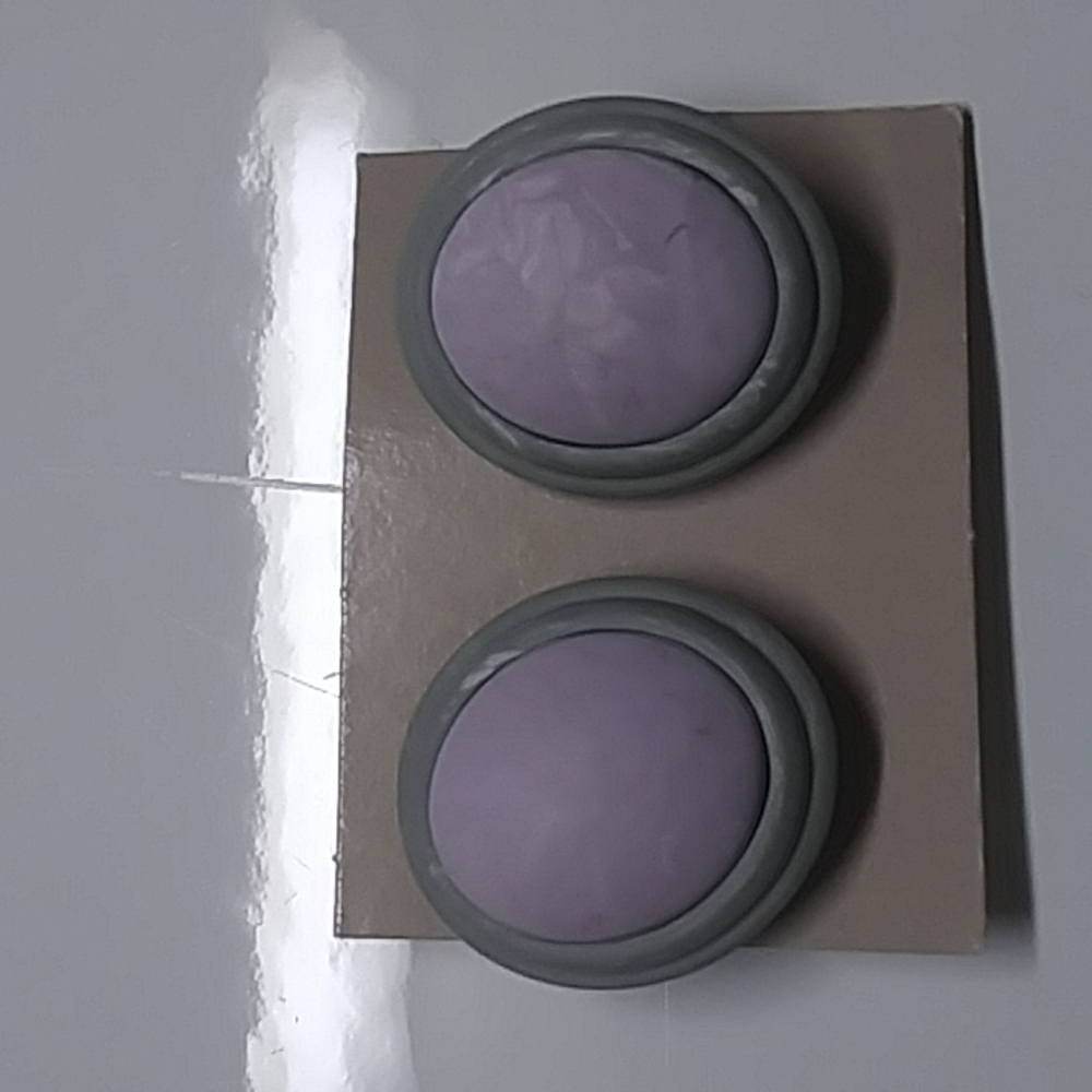 Two toned purple plastic clip on earrings